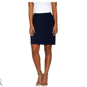 Susan Graver Solid black Liquid Knit Pull on skort